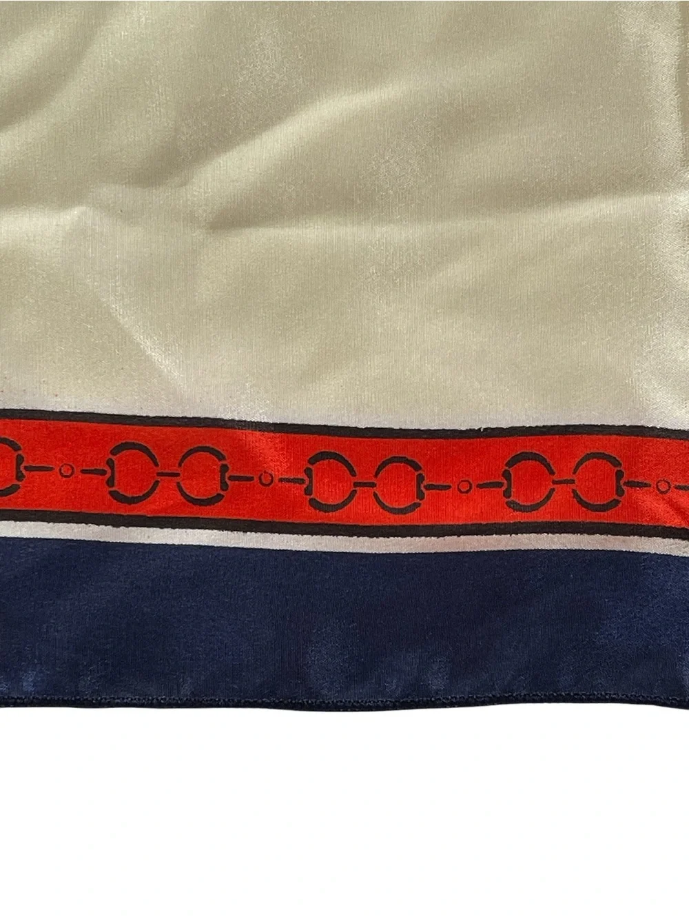 Vintage Sunkyung Sa Silk Scarf - Red, Navy & Cream Scarf